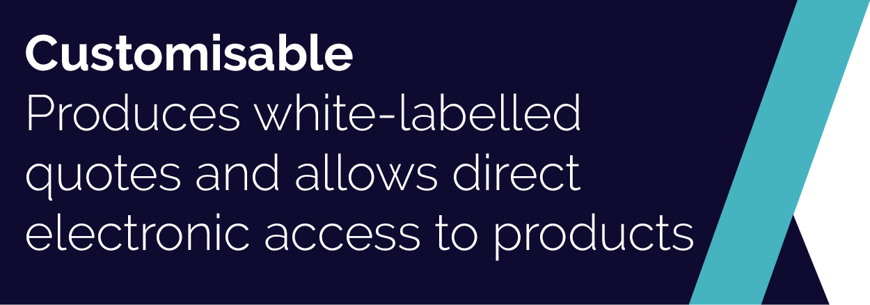Customisable: Produces white-labeled quotes and allows direct electronic access to products